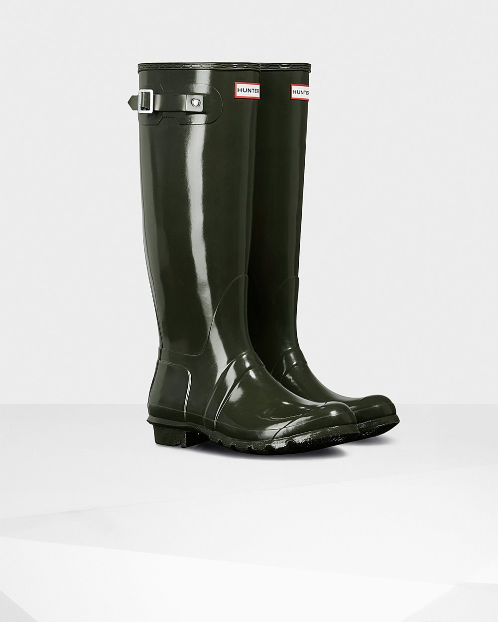 Womens Hunter Tall Rain Boots Dark Olive - Original Gloss - 7916304-TD